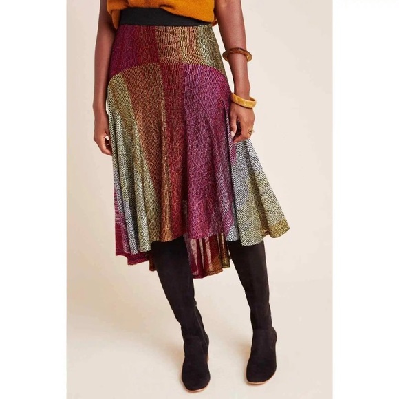 Anthropologie Cecilia Prado Geometric ColorsAbstract Asymmetrical Midi Skirt XS - Picture 2 of 8